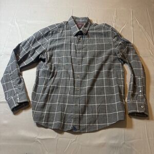 UNTUCKit Womens Large Grey Windowpane Plaid Flannel Button Down Shirt Cotton